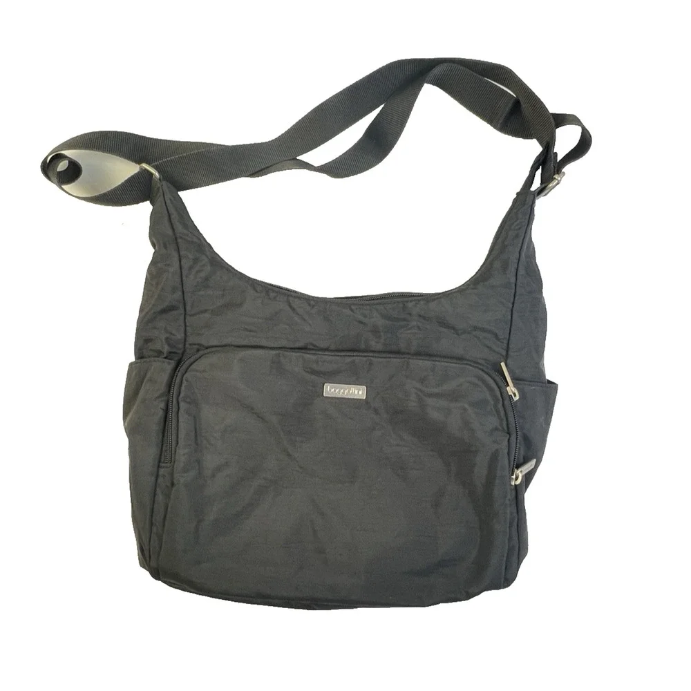 baggallini Shoulder Bag Black Travel Crossbody Organization Wipable Minimalist